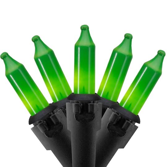 50ct. Opaque Green Mini Christmas String Lights with Black Wire
